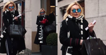 Olejnik w ogromnym szalu przymila się do paparazzi (WIDEO)