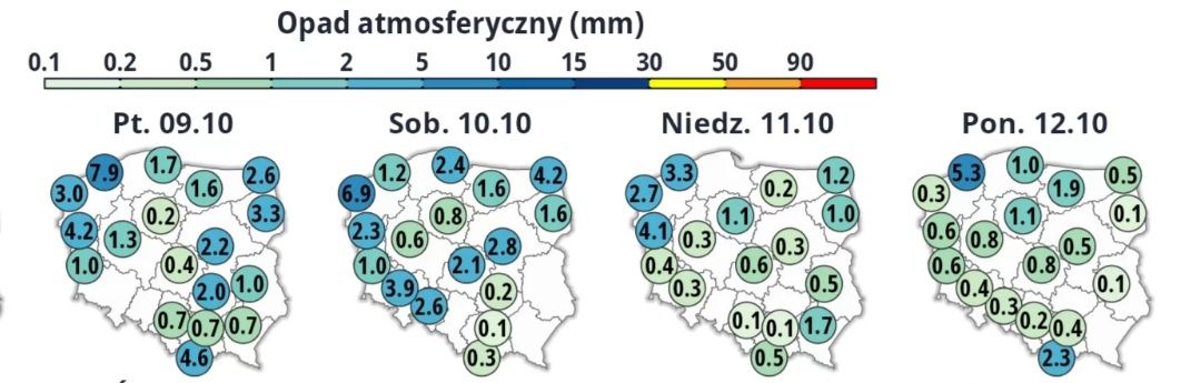 Prognozowane opady atmosferyczne.