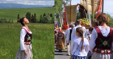 Uduchowiona Edyta Górniak PLĄSA W POLU ubrana w góralski strój (ZDJĘCIA)