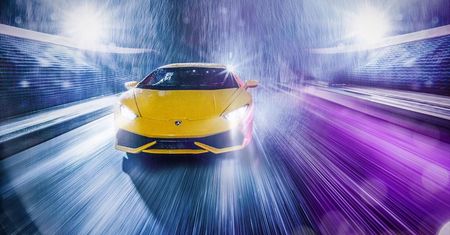 Bieżnia, model Lamborghini i światła. Efekt wygląda jak z gry wideo!