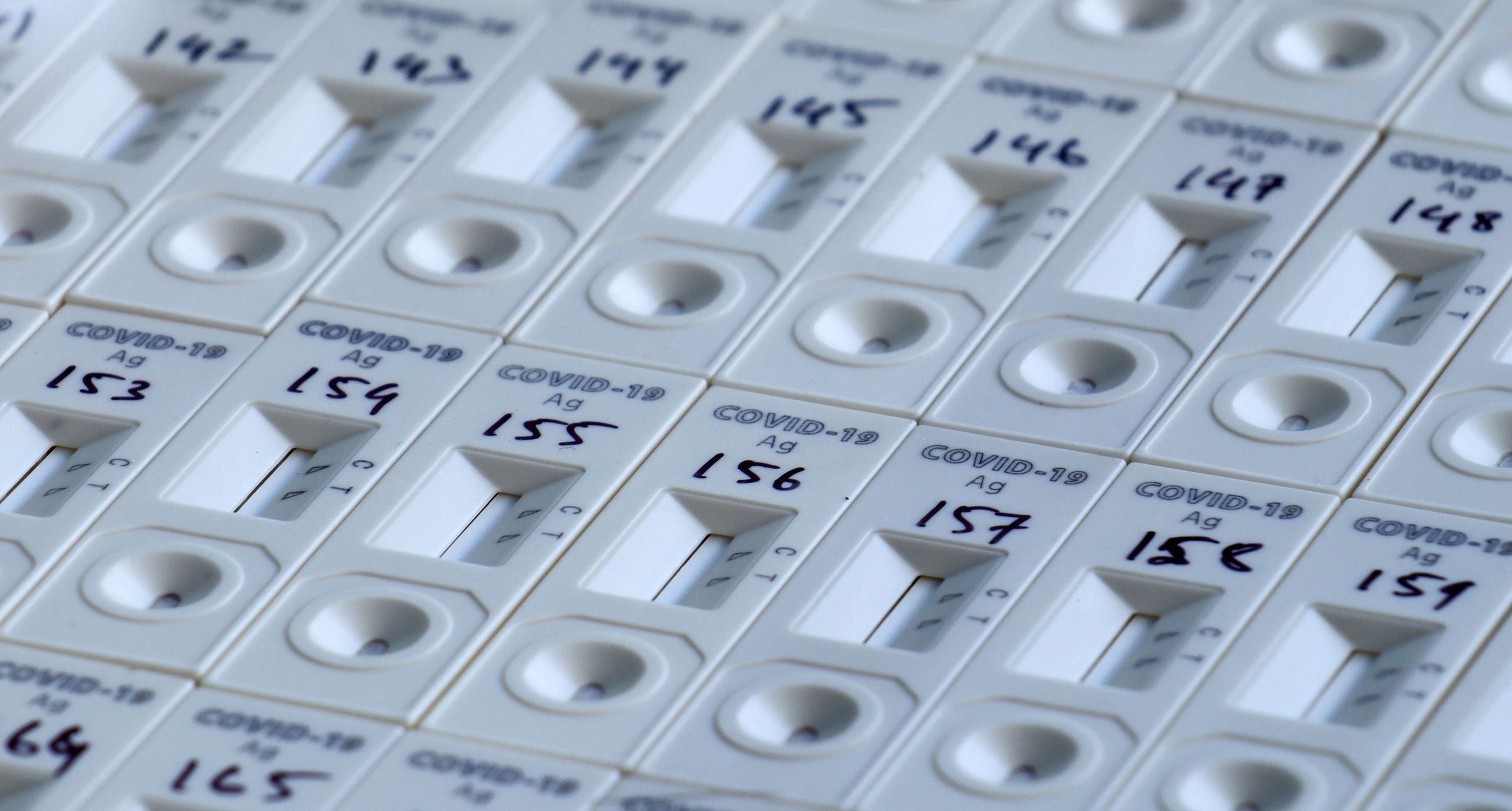 Rapid antigen test kits are seen at a COVID-19 coronavirus testing testing centre in Guwahati, India on May 22, 2021. India recorded 257000 Covid-19 cases in the past 24 hours. (Photo by David Talukdar/NurPhoto via Getty Images)
