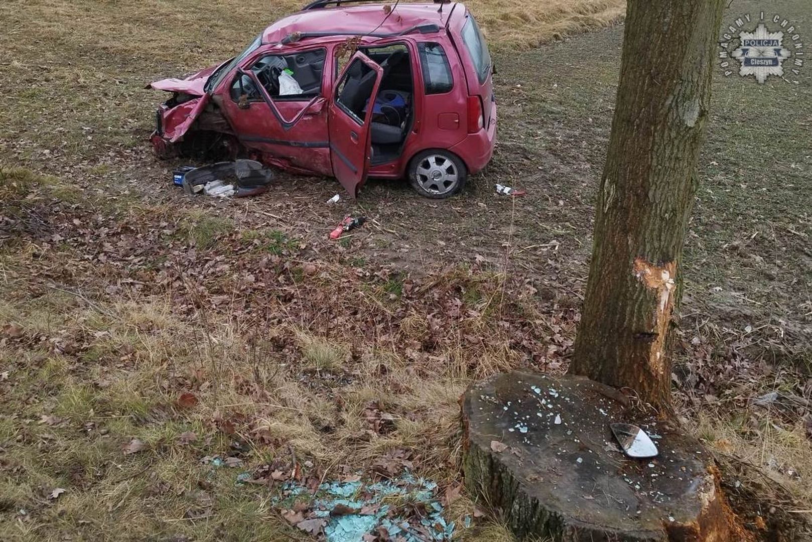 Pijany jechał z dziećmi. Stracił panowanie nad kierownicą