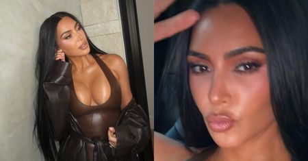 Odziana w skórę Kim Kardashian stroi miny i prezentuje ogromy dekolt. Ikona mody? (FOTO)