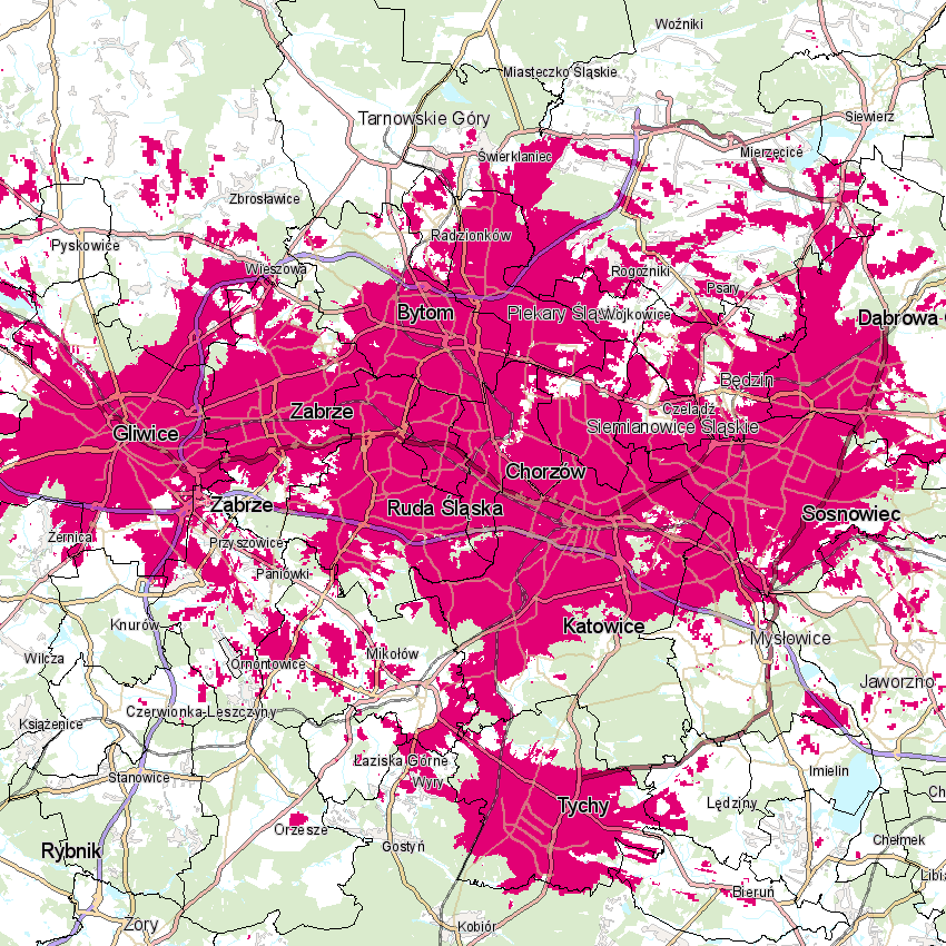 Zasięg 5G w Górnośląskim Okręgu Przemysłowym, fot. T-Mobile.
