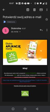 Nasza Stokrotka: link aktywujący otrzymamy na skrzynkę mail