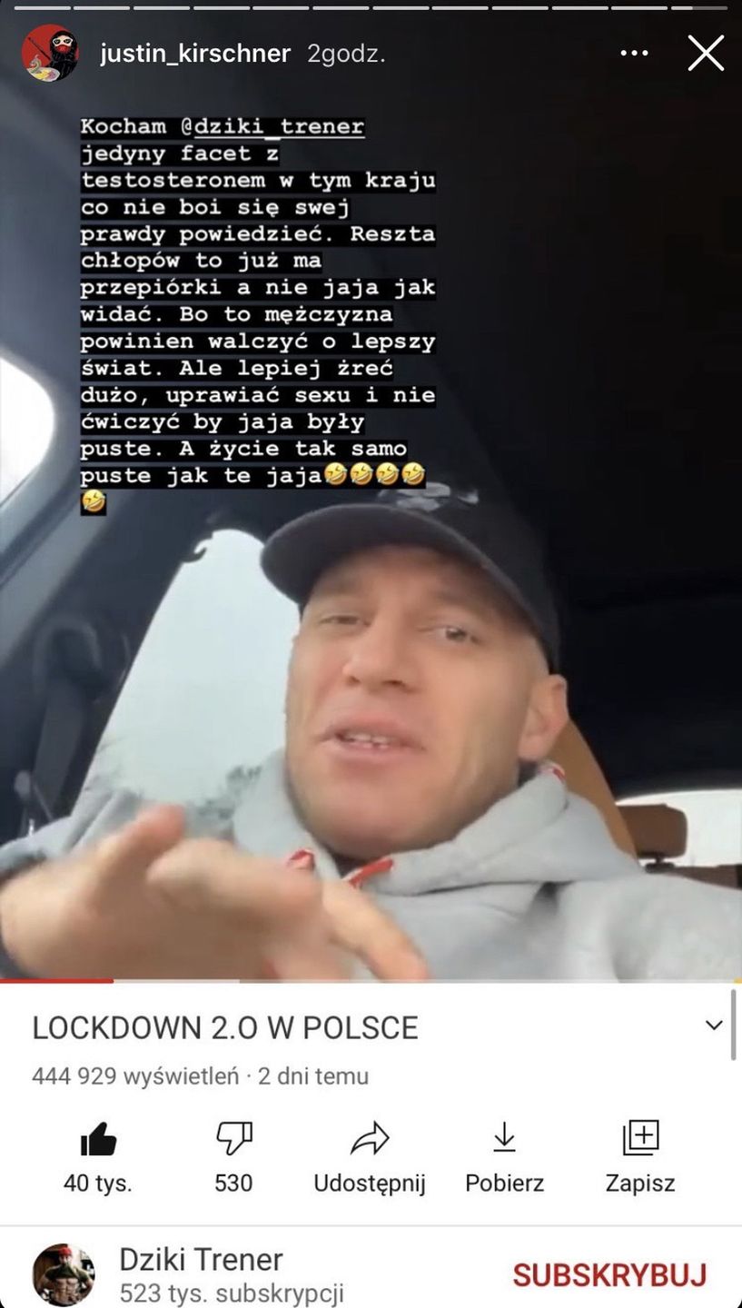 Justin Kirschner też jest antyszczepionkowcem