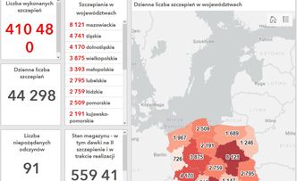 #szczepimysie. Rządowa mapa z danymi z województw i powiatów