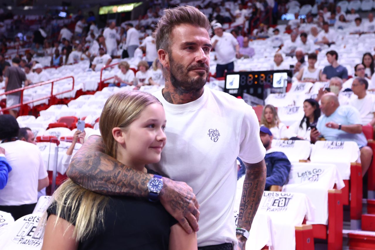 David Beckham with his daughter, Harper