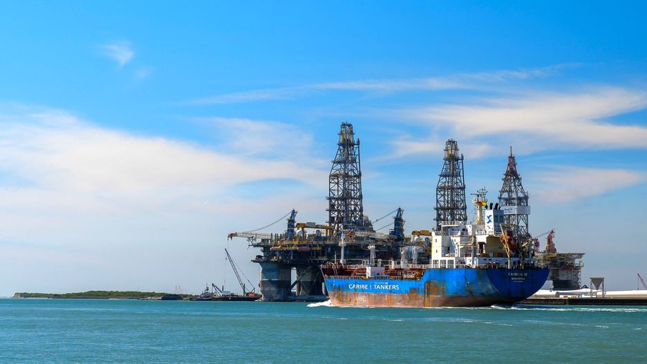 PORT ARANSAS, TX - 28 FEB 2020: The CARIBE ISLE, a crude oil tanker