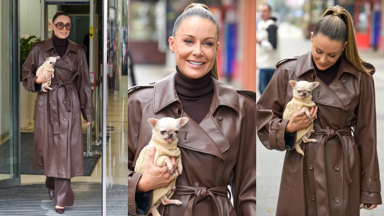 Małgorzata Rozenek opuszcza studio "Dzień Dobry TVN" z ubraną w sweterek Franceską