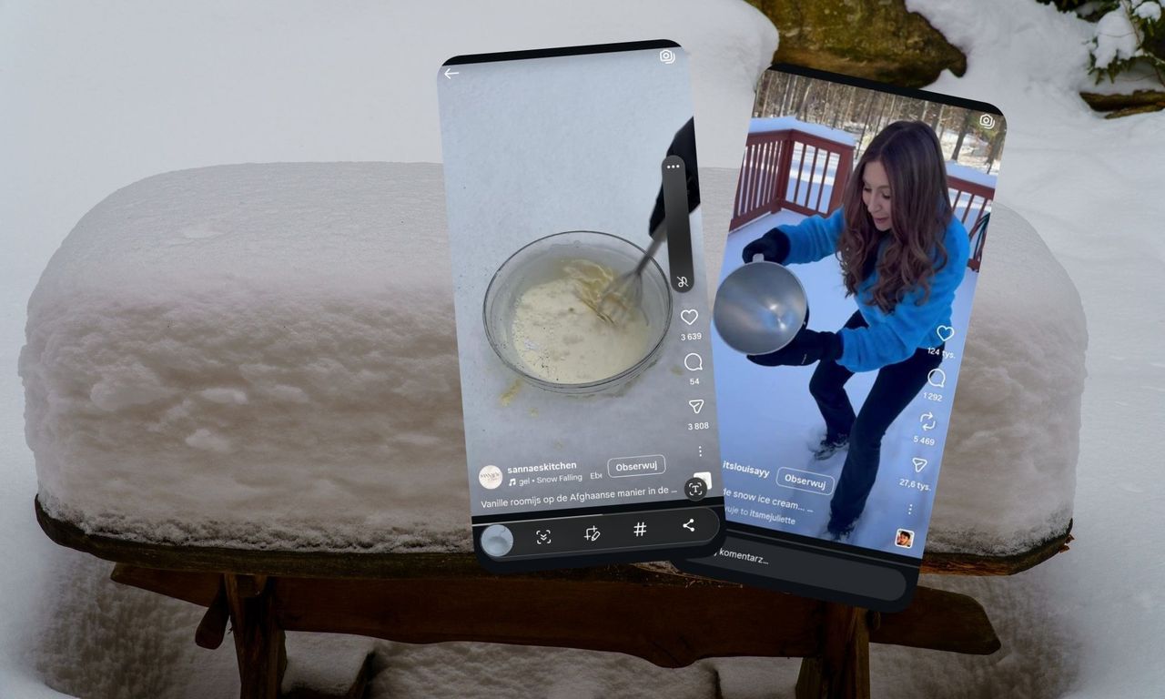 Wychodzą na śnieg z miską. Słodka zawartość po chwili cieszy nie tylko dzieci