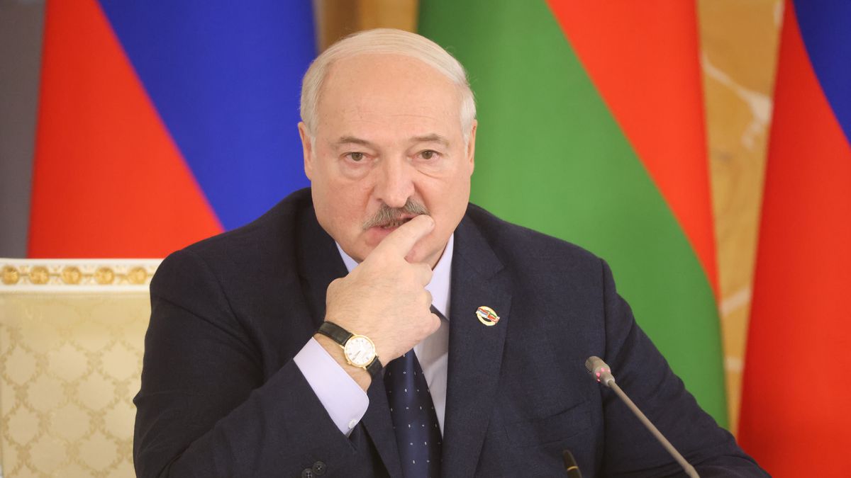 SAINT PETERSBURG, RUSSIA - JANUARY 29: (RUSSIA OUT) Belarussian President Alexander Lukashenko grimaces during the plenary session of the Supreme Council of Russia and Belarus, at the Konstantin Palace on January 29, 2024, in Saint Petersburg, Russia. Belarussian President Lukashenko is having a three-days visit to Saint Petersburg. (Photo by Contributor/Getty Images)