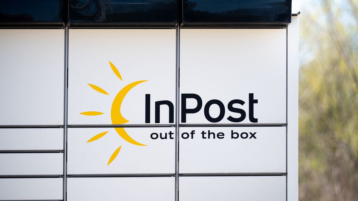 A Paczkomat InPost automated parcel locker with a logo sign is seen in Luczyce, Poland, on May 1, 2026. The Polish logistics company's self-service pickup station features the brand's logotype for e-commerce delivery and courier services. (Photo by Marcin Golba/NurPhoto via Getty Images)
