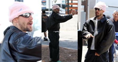 Justin Bieber walczy z opadającymi spodniami i znów AWANTURUJE SIĘ z fotoreporterami (ZDJĘCIA)