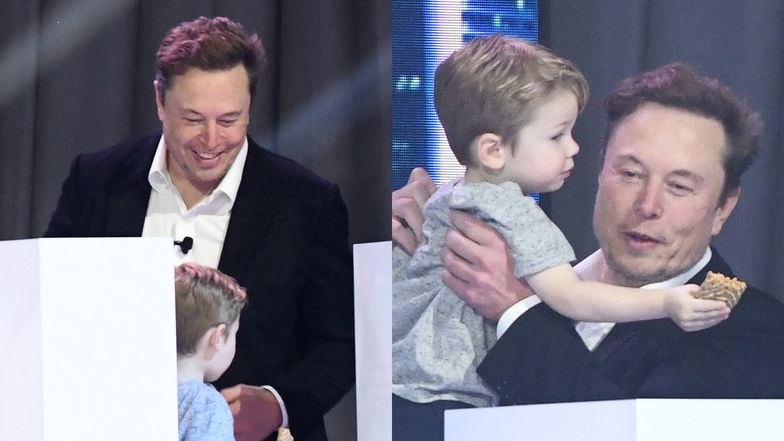 Rzadki widok: Elon Musk i mały X AE A-XII dokazują razem na konferencji. Ojciec na medal? (ZDJĘCIA)