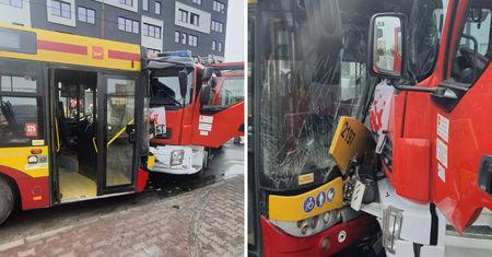 To był moment. Na nagraniu widać potężne uderzenie w autobus