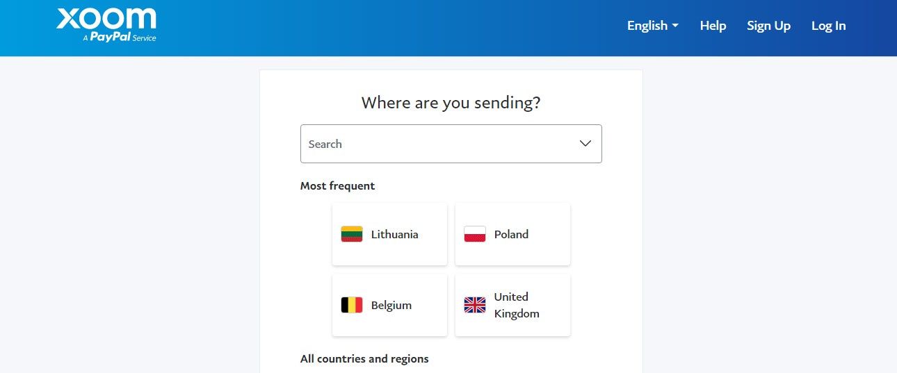 kraj odbiorcy xoom