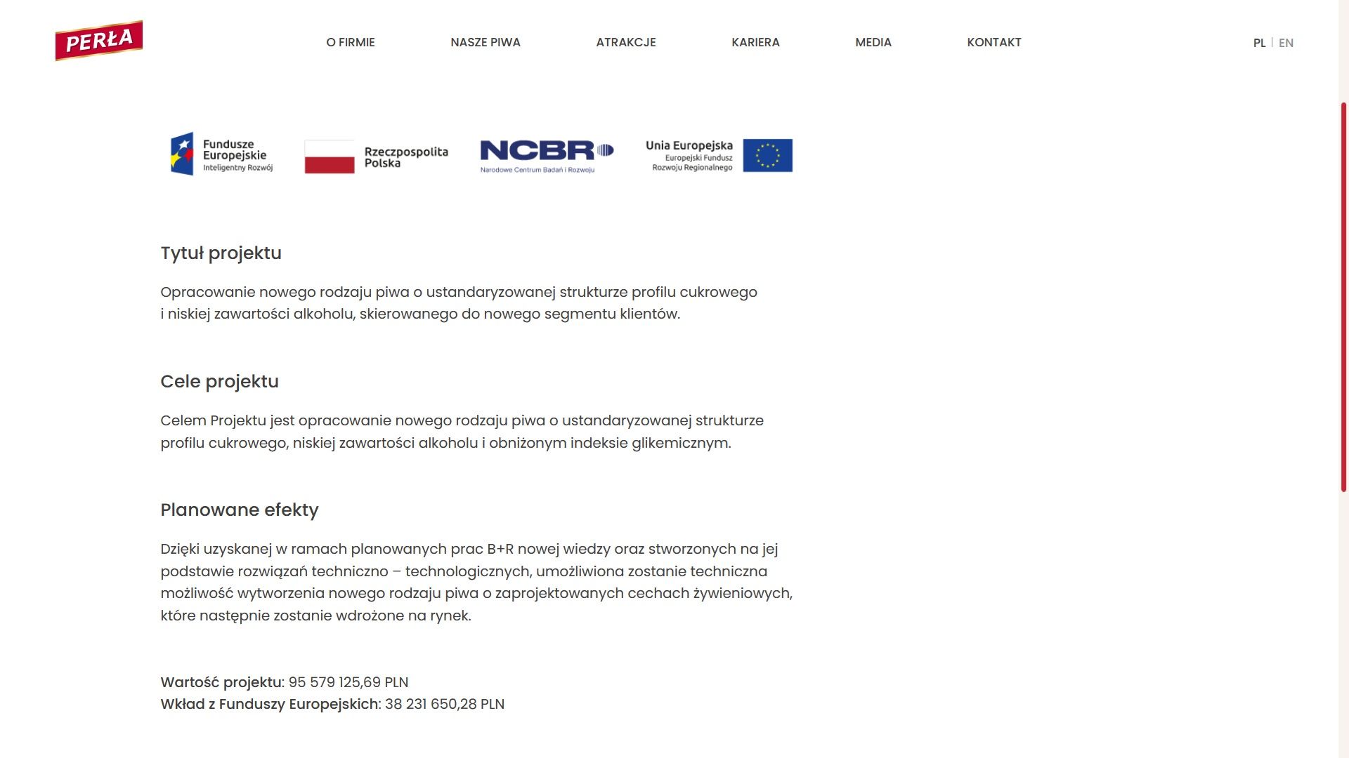 Opis projektu na stronie internetowej producenta