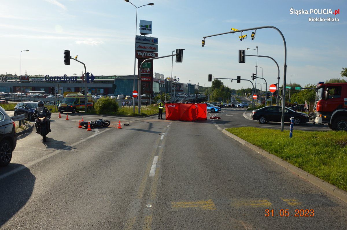 Śmiertelny wypadek motocyklisty w Bielsku-Białej