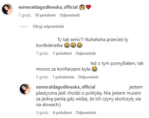 Esmeralda Godlewska zmieniła poglądy po wyborach (fot. Instagram)