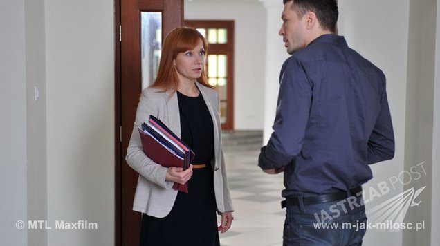 Agnieszka Olszewska (Magdalena Walach) i Tomek Chodakowski (Andrzej Młynarczyk) w M jak miłość, (fot: mjakmilosc.tvp.pl)