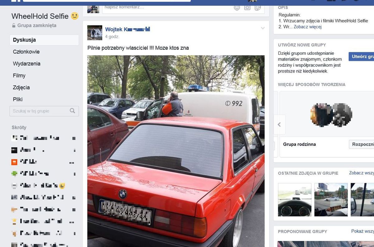 Dzięki Facebookowi w kilkanaście minut znaleziono właściciela auta, z którego ulatniał się gaz