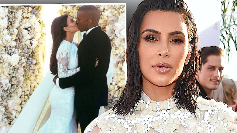 Kim Kardashian w podrasowanej sukni ślubnej
