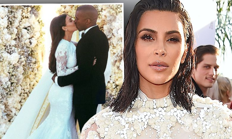 Kim Kardashian w podrasowanej sukni ślubnej
