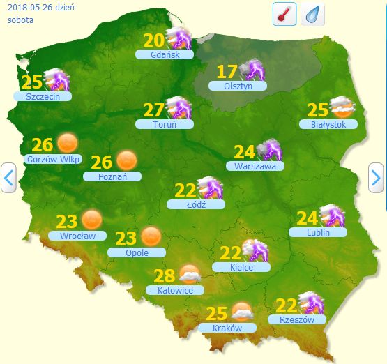 Prognoza pogody na dziś - 26 maja. Burzowo i parno