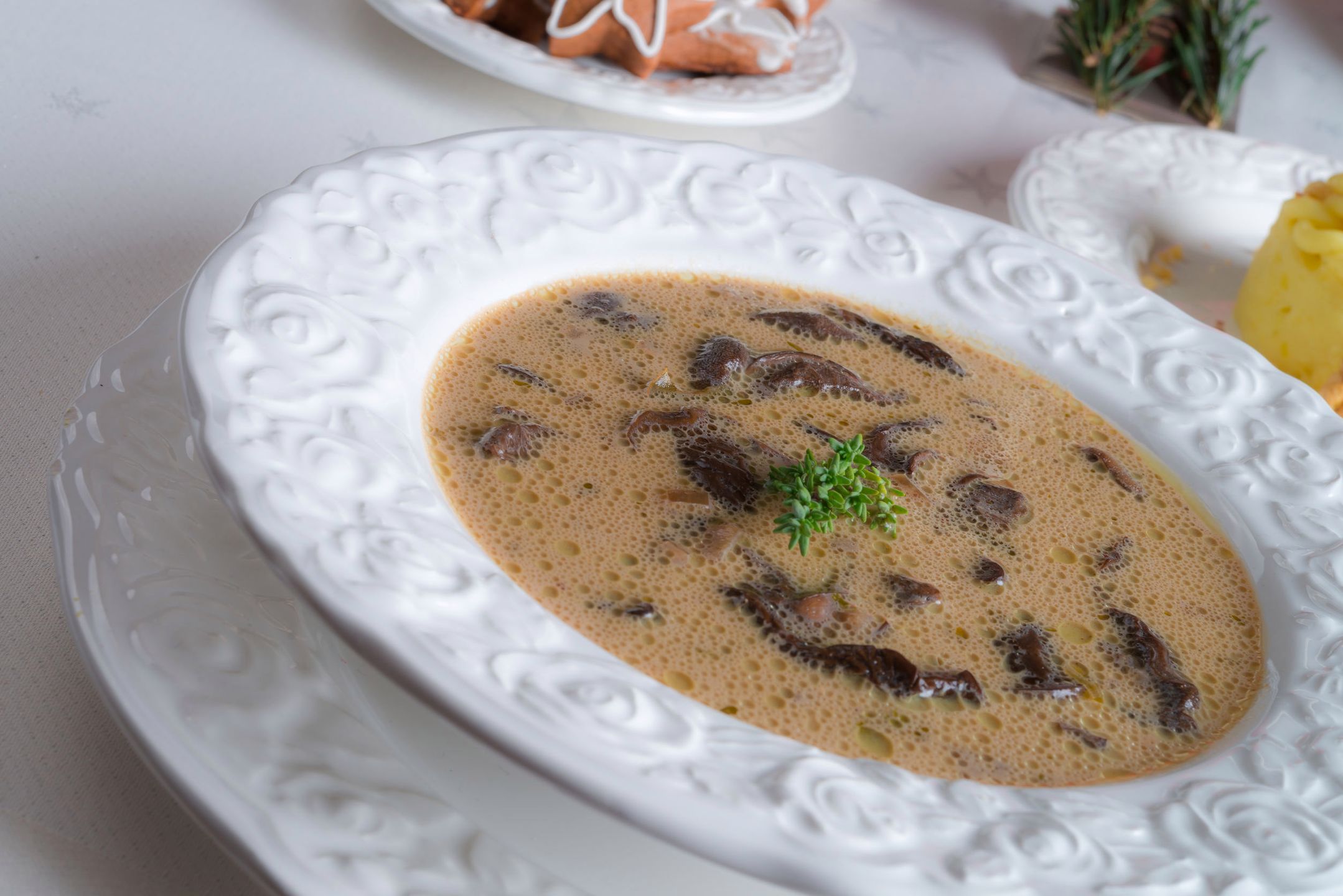 Krem grzybowy z zapiekanym puree ziemniaczanym