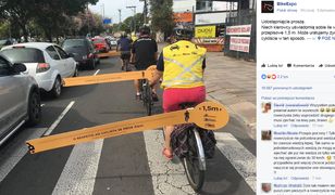 Rowerzyści w Hiszpanii przypominają jaka jest bezpieczna odległość od samochodu