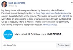 Facebook przekaże milion dolarów na pomoc ofiarom trzęsienia ziemi w Meksyku. Wspólnie z UNICEF organizują też zbiórkę pieniędzy