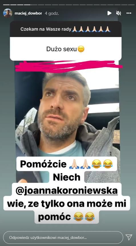 Maciej Dowbor. Skrin z InstaStories