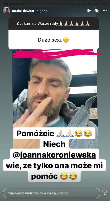 Maciej Dowbor. Skrin z InstaStories