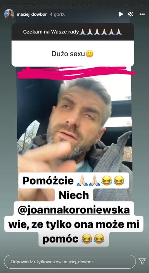 Maciej Dowbor. Skrin z InstaStories
