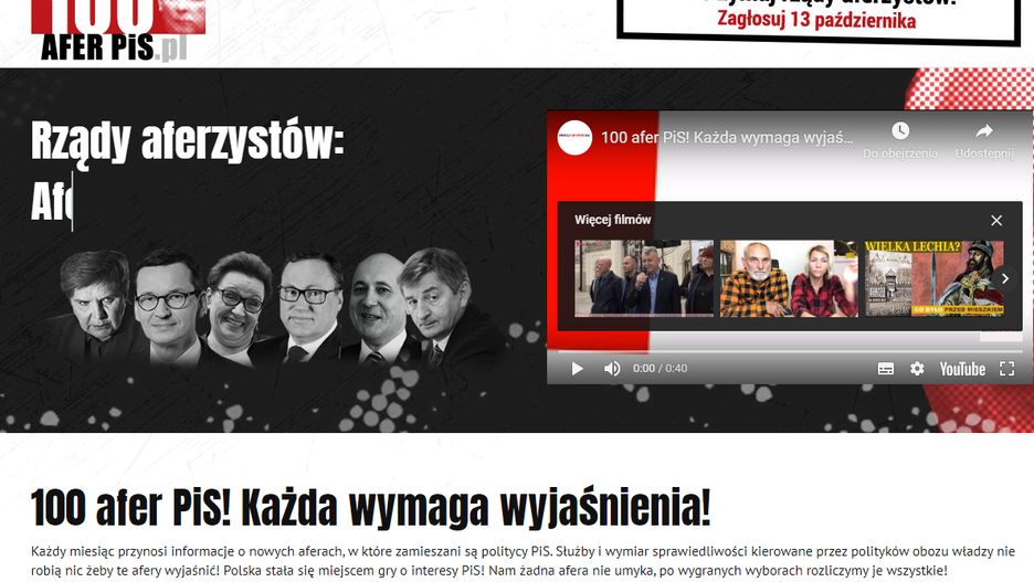Nowa akcja KO: 100 Afer PiS