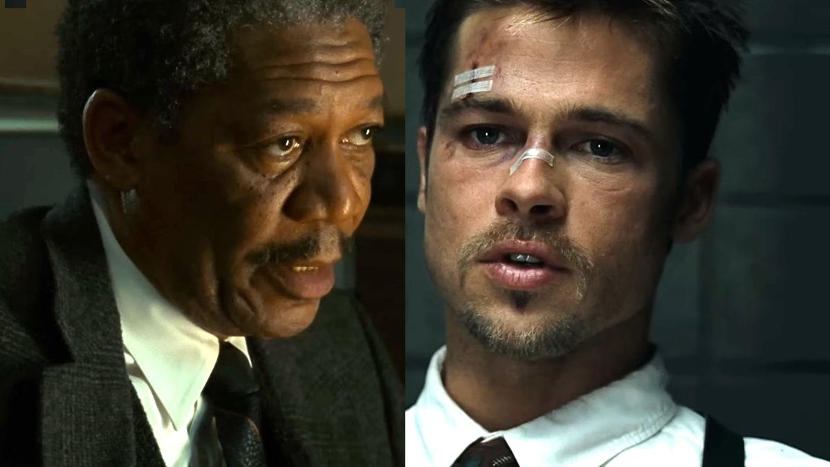 Morgan Freeman i Brad Pitt w filmie "Siedem"