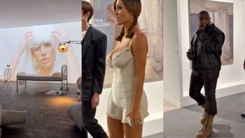 Bianca Censori w wydekoltowanej "podomce" podziwia samą siebie w galerii sztuki (FOTO)