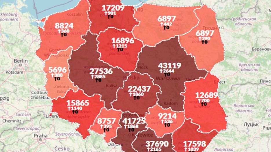 Koronawirus w Polsce. Mapa zakażeń
