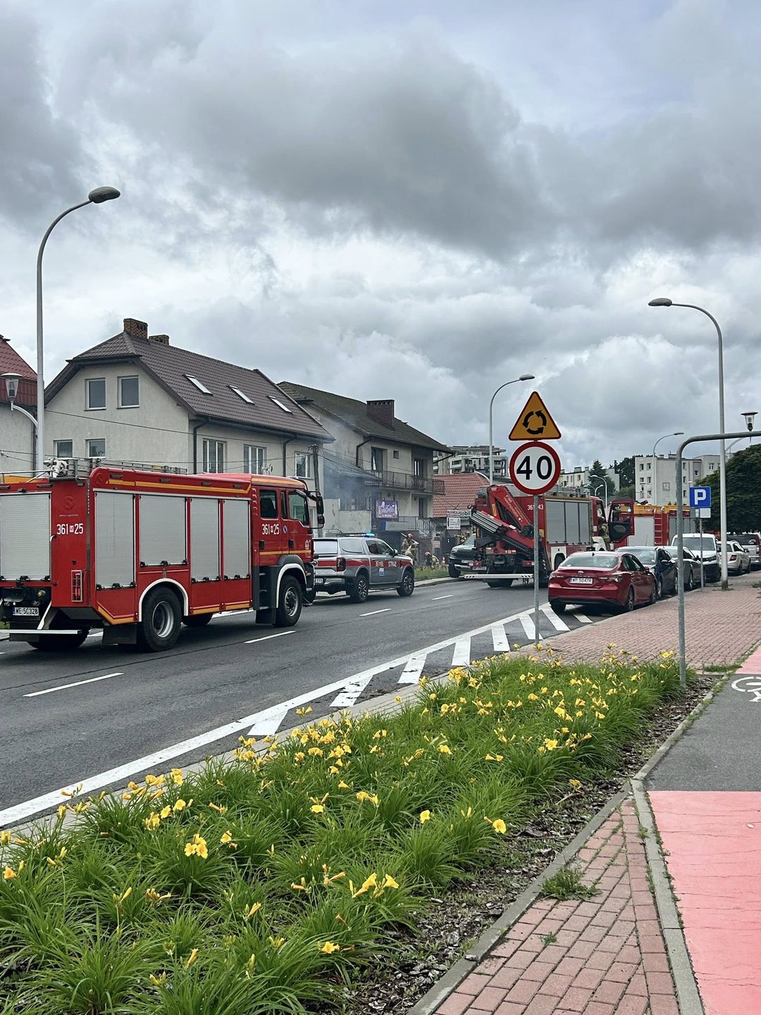 Pożar przy ul. Mickiewicza w Płocku 