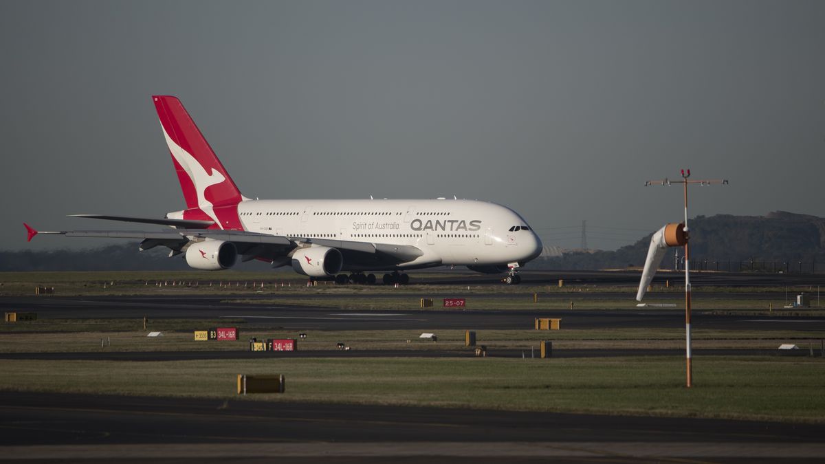 An Airbus A380-800 operated by Qantas Airways Ltd. at Sydney Airport in Sydney, Australia, on Tuesday, Aug. 27, 2024. Qantas Airways is scheduled to release earnings figures on Aug. 29. Photographer: Brent Lewin/Bloomberg via Getty Images