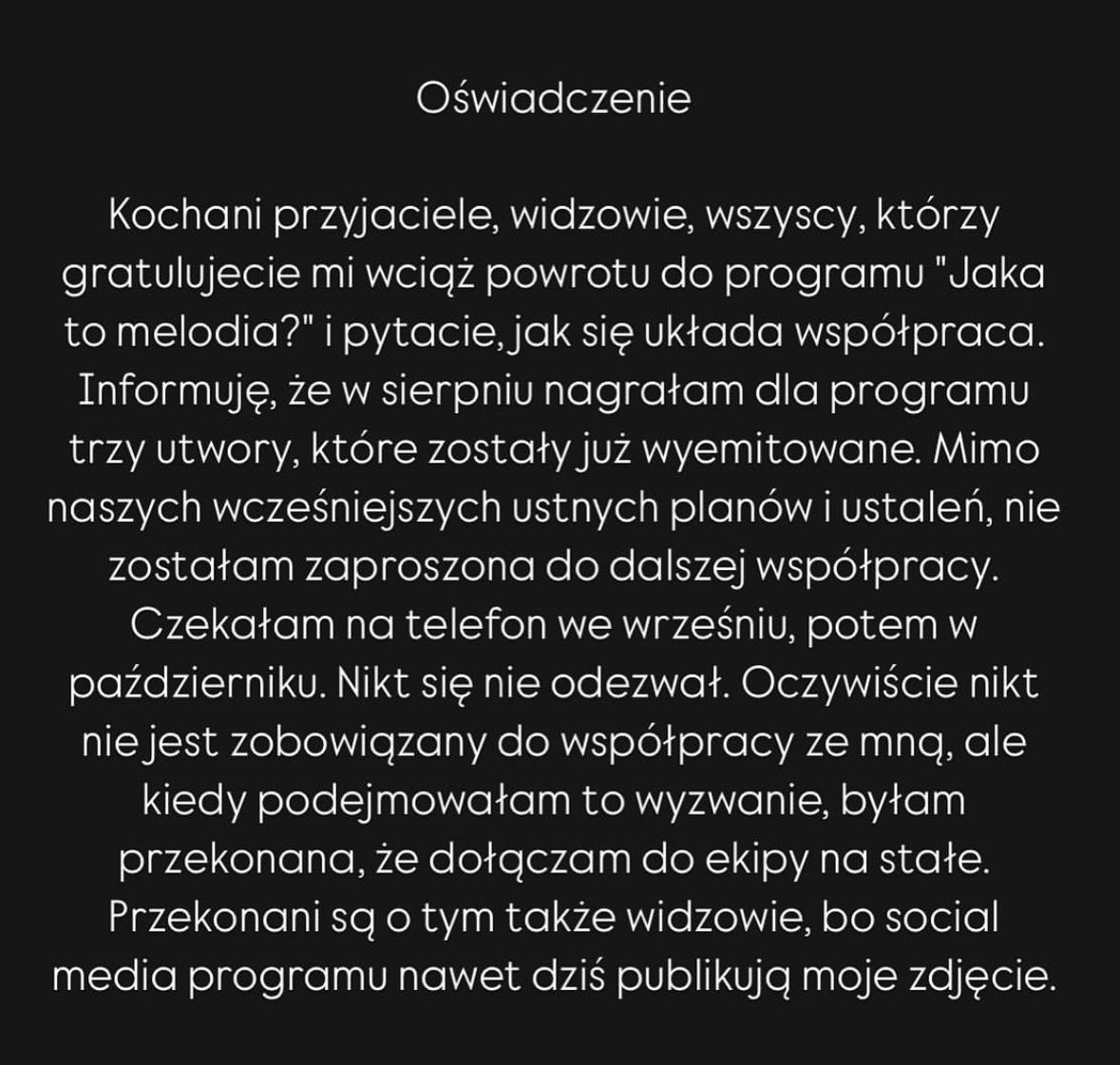 Magdalena Tul wydała oświadczenie