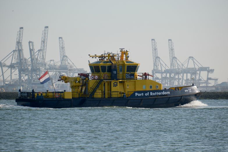 HOEK VAN HOLLAND, NETHERLANDS - APRIL 29: A tugboat is seen from the pier, partially closed to the public, that marks the entrance to the Port of Rotterdam on April 29, 2025 in Hoek van Holland, Netherlands. Locals are urging the reopening of the Hoek van Holland pier, recently closed off due to disrepair. Famous for its views of ships entering the Port of Rotterdam, the pier hasn't been closed to the public since the Nazi occupation in WWII. A petition is now calling for its restoration and return to public use. (Photo by Pierre Crom/Getty Images)