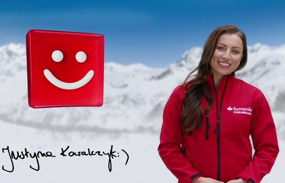 Justyna Kowalczyk z głosem Mirosława Zbrojewicza promuje lokatę w Santander Consumer Banku (wideo)