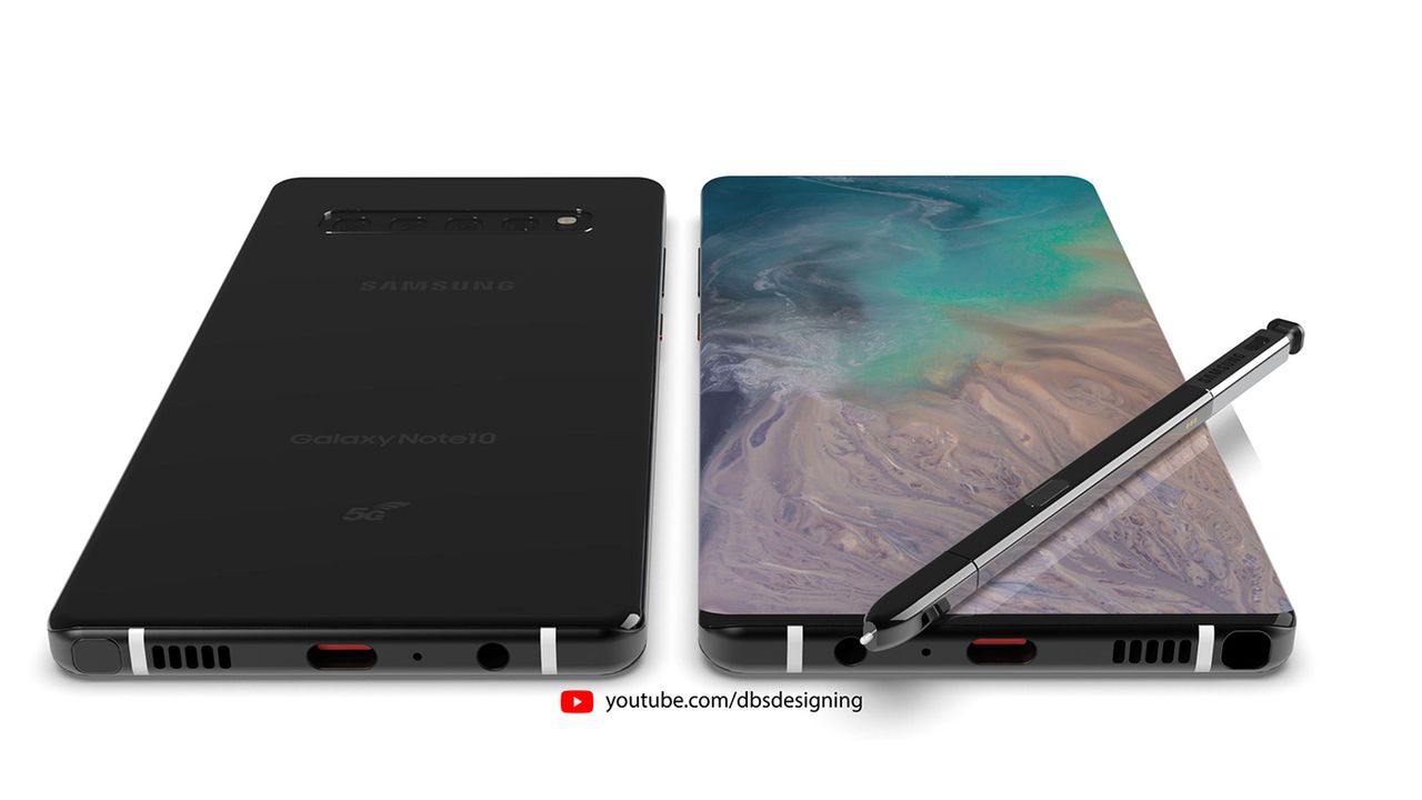 Samsung Note 10 na jednym z pierwszych renderów, fot. dbsdesigning, BGR.