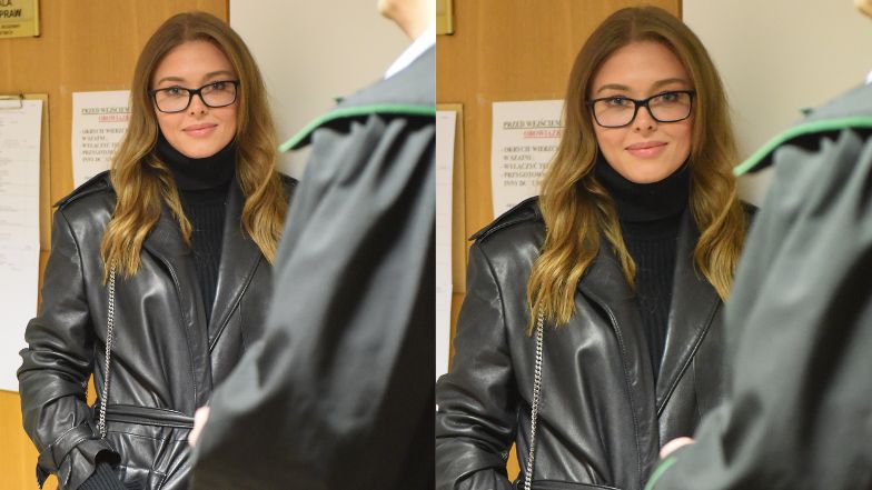 Elegancka Joanna Opozda z torebką za 6 tys. zł w sądzie