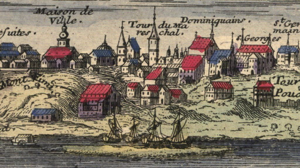 Fragment panoramy Warszawy z przełomu XVII i XVIII wieku.