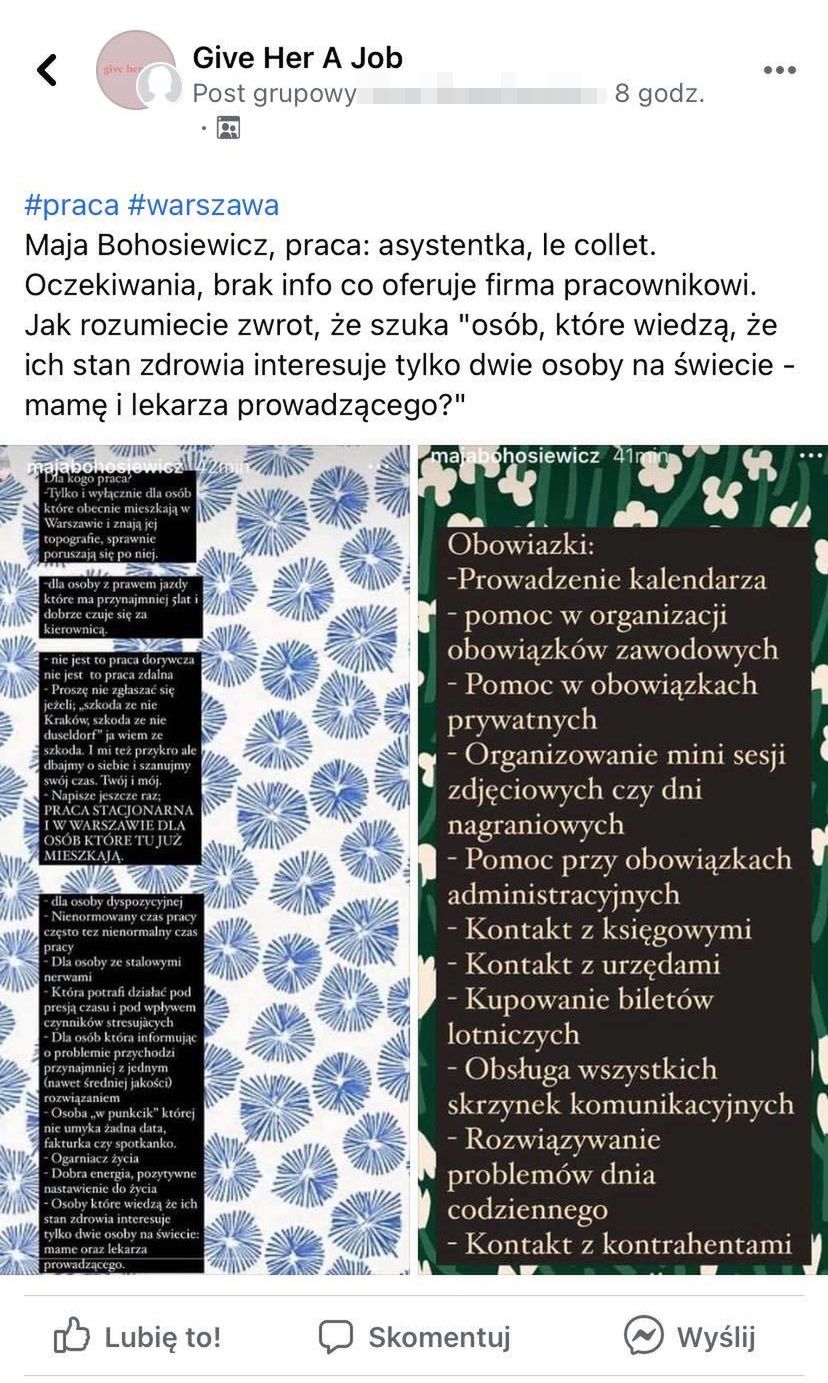 Reakcja na wpis Mai Bohosiewicz
