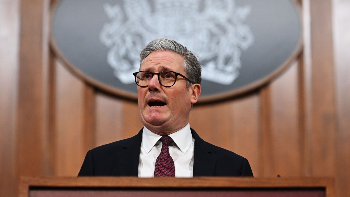 LONDON, ENGLAND - MARCH 15: UK Prime Minister Sir Keir Starmer speaks at a press conference following this morning's virtual summit video conference at 10 Downing Street on March 15, 2025 in London, England. The call with European and world leaders was held to discuss the future of a peace plan in Ukraine. (Photo by Leon Neal/Getty Images)
