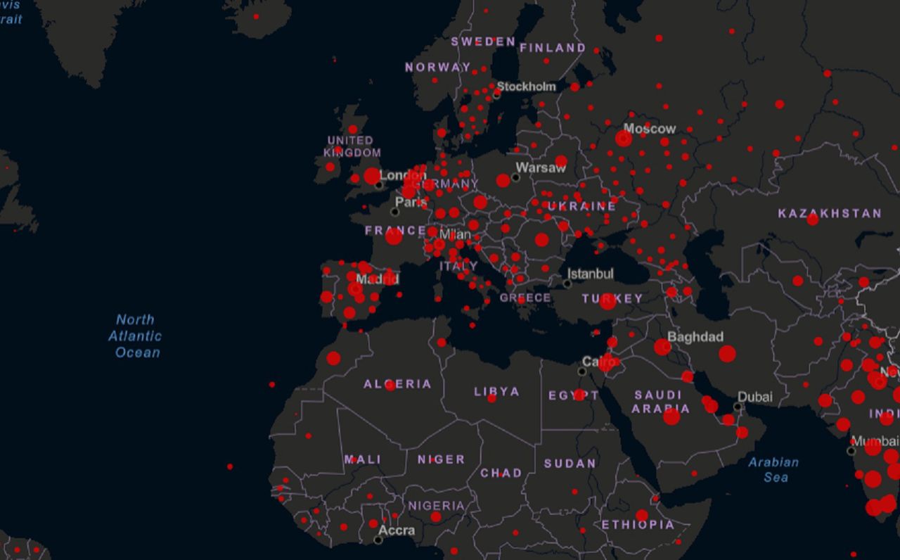 Mapa zakażeń koronawirusem w Europie w październiku